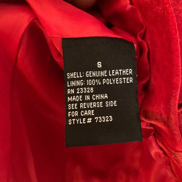 Pritti Kristen Blake Woman Shacket Jacket Red Genuine Leather Small Pockets - Picture 7 of 10